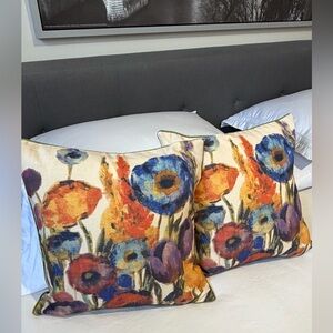 Set of two Floral pillows with Vibrant Colors